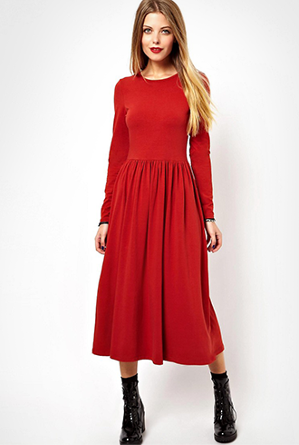 Long Sleeved Red Dress